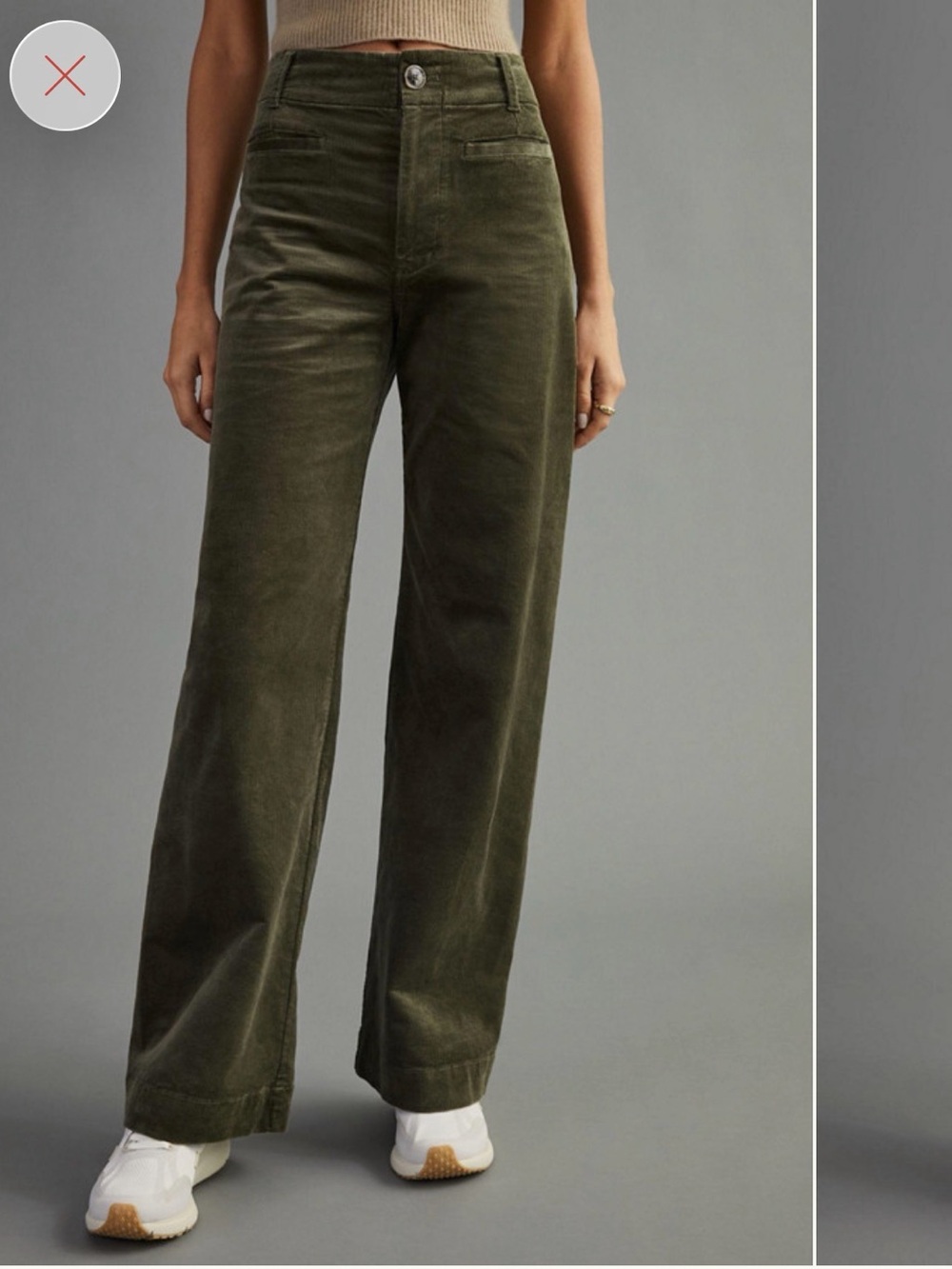 Viral🫒🍸Anthropologie x Maeve Colette Corduroy Moss Green Wide-Leg Pants